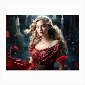 Portrait of a woman in red Canvas Print