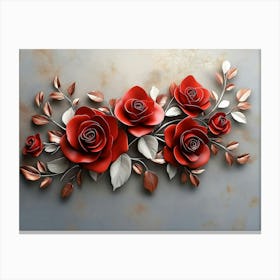 3d Red Roses Canvas Print