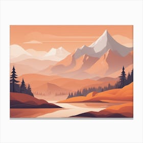 Misty mountains horizontal background in orange tone 160 Canvas Print