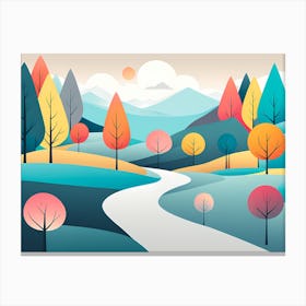 Landscape With Trees VECTOR ART 1 Canvas Print