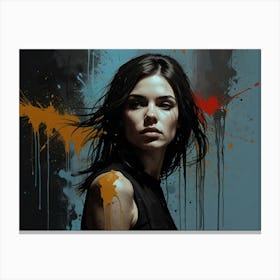 Girl With Paint Splatters Canvas Print