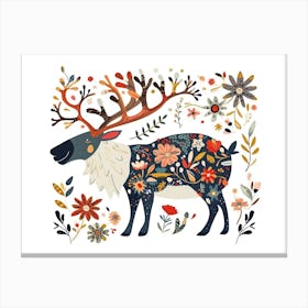 Little Floral Caribou 1 Canvas Print