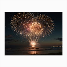 Fireworks On The Beach Canvas Print