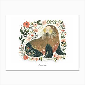 Little Floral Walrus 1 Poster Canvas Print