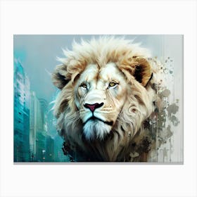 Lion In The City 6 Canvas Print