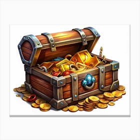 Open Treasure Chest With Gold And Gems Canvas Print