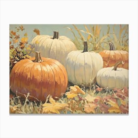 Pumpkins In The Grass Canvas Print