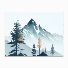 Mountain And Forest In Minimalist Watercolor Horizontal Composition 316 Canvas Print