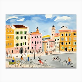 Livorno Italy Cute Watercolour Illustration 4 Canvas Print
