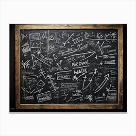 Blackboard With Abstract Graphics And Arrows Hand Drawn Lines Creating Realistic Textures Designs (6) Canvas Print