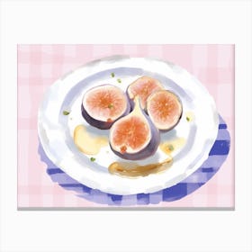 A Plate Of Figs, Top View Food Illustration, Landscape 5 Canvas Print