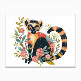 Little Floral Lemur 4 Canvas Print