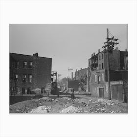 Vacant Lots And Apartment Buildings In African American Section Of Chicago, Illinois By Russell Lee Canvas Print