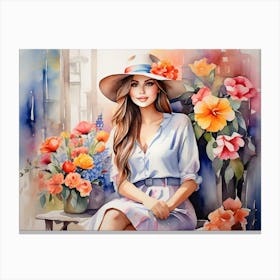 Girl Among Flowers 23 Canvas Print