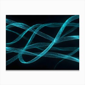 Abstract Image Of A Glowing, Blue Ribbon Swirling And Flowing Against A Black Background Canvas Print