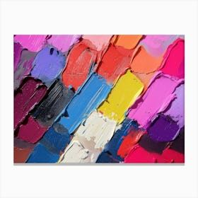 Abstract Rainbow Colour Palette Knife Oil Painting 8 Canvas Print