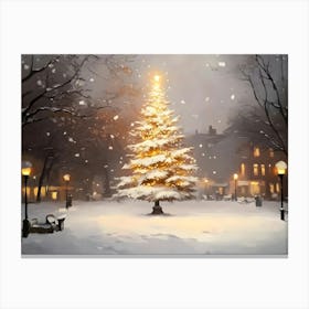 Christmas Tree In The Snow 2 Canvas Print