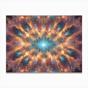 Abstract Image With Glowing Gold, Blue, And Brown Colors, Creating A Swirling, Star Like Pattern Canvas Print