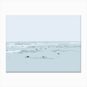 Tiny Surfers in Lima Canvas Print