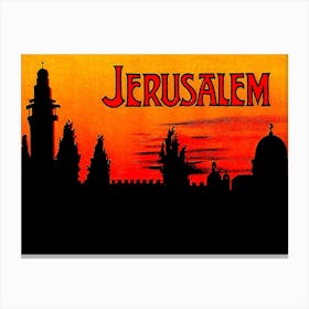 Jerusalem On Sunset, Vintage Travel Poster Canvas Print