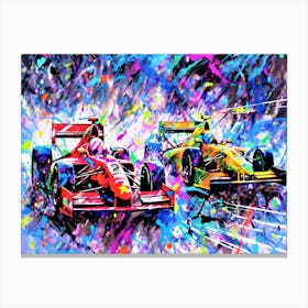 Race Cars On Track - Two Racing Cars On The Track Canvas Print