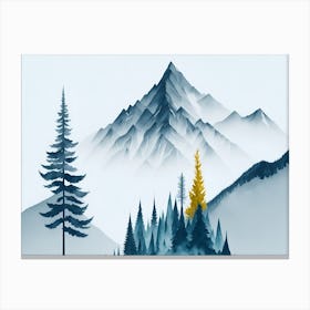 Mountain And Forest In Minimalist Watercolor Horizontal Composition 438 Canvas Print