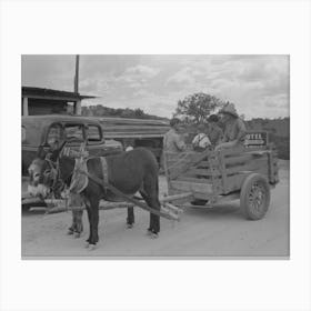 Burro Drawn Cart Of Mr, Leatherman, Pie Town, New Mexico By Russell Lee Canvas Print