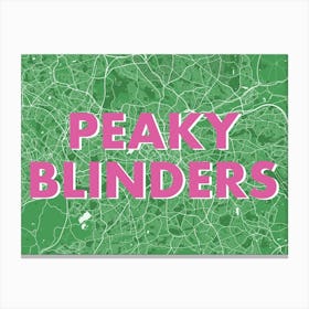 Peaky Blinders Birmingham Green Map Canvas Print