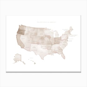 USA Map No 629 Canvas Print