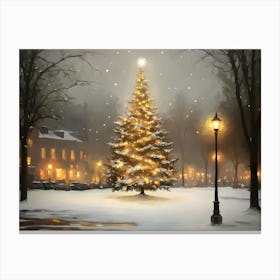 Christmas Tree In The Snow 3 Canvas Print