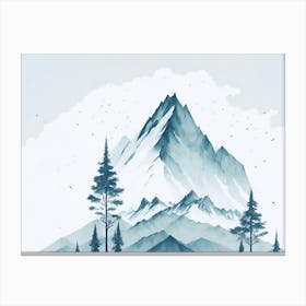 Mountain And Forest In Minimalist Watercolor Horizontal Composition 185 Canvas Print