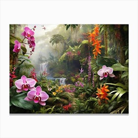 Orchids In The Jungle paintings art print Canvas Print