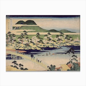 The Togetsu Bridge At Arashiyama In Yamashiro Province, Katsushika Hokusai Canvas Print