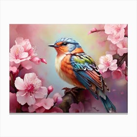 Bird In Cherry Blossoms 2 Canvas Print