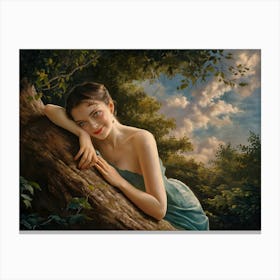 Girl In A Blue Dress Canvas Print