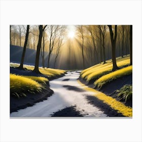 A Photograph Of A Path Winding Through A Forest Canvas Print