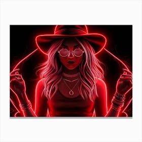 Neon Red Woman Canvas Print