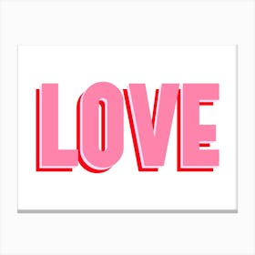 Love Typography Pink and Red Canvas Print