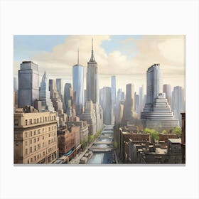 New York Drawing Watercolor 3 Canvas Print