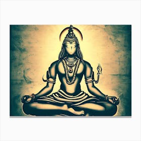 Lord Siva Meditating AI Vintage Art Canvas Print