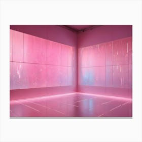 An Empty Room With Pink Walls And A Pink Neon Light Along The Floor Canvas Print