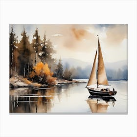 Sailboat Painting Lake House (1) Canvas Print