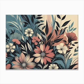 Floral Garden In Three Tone Abstract Poster 3 Canvas Print