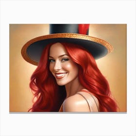 Red Haired Smiling Woman Canvas Print