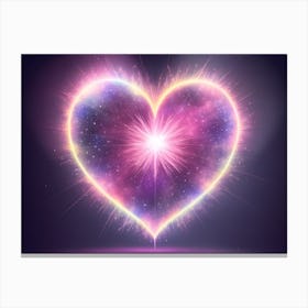 A Colorful Glowing Heart On A Dark Background Horizontal Composition 53 Canvas Print