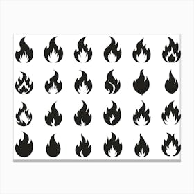 Black Fire Flame Set 5 Canvas Print