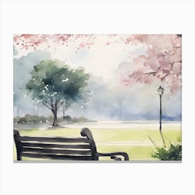 Park Bench Watercolor Painting Canvas Print