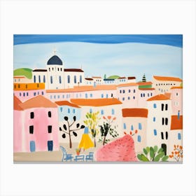 Perugia Italy Cute Watercolour Illustration 3 Canvas Print