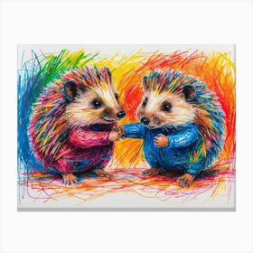 Hedgehogs Holding Hands Canvas Print