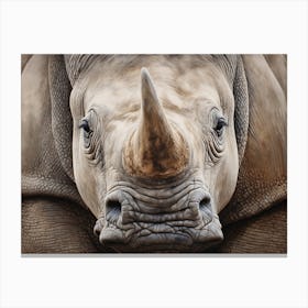 White Rhinoceros Close Up Realism 1 Canvas Print